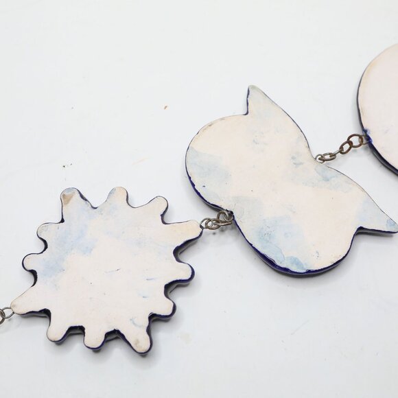 Vintage Scandinavian Ceramic Wall Hanging Art Danish Nordic Art Pottery MCM Blue - Picture 9 of 13